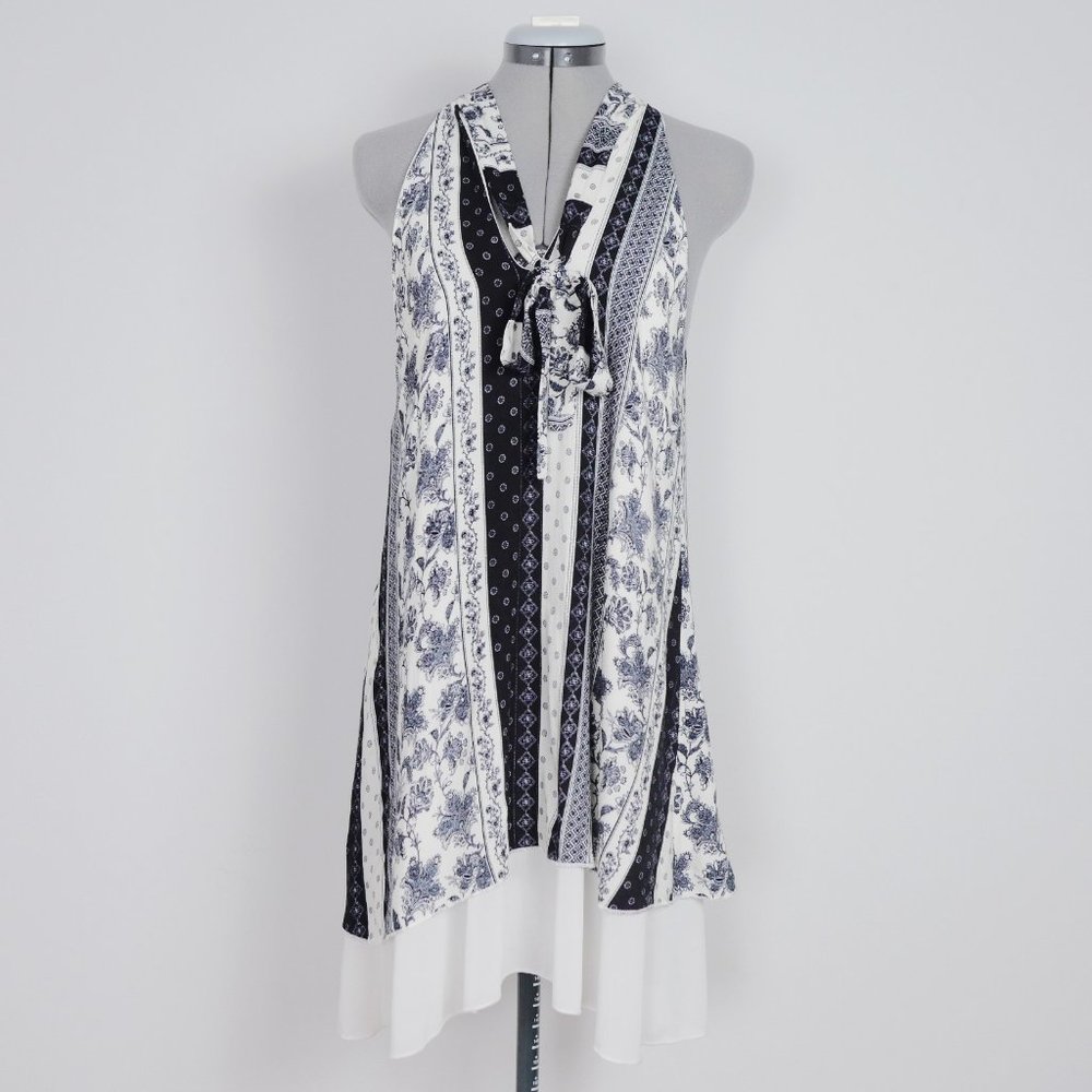Floral Navy and White Handkerchief Dress Size Small